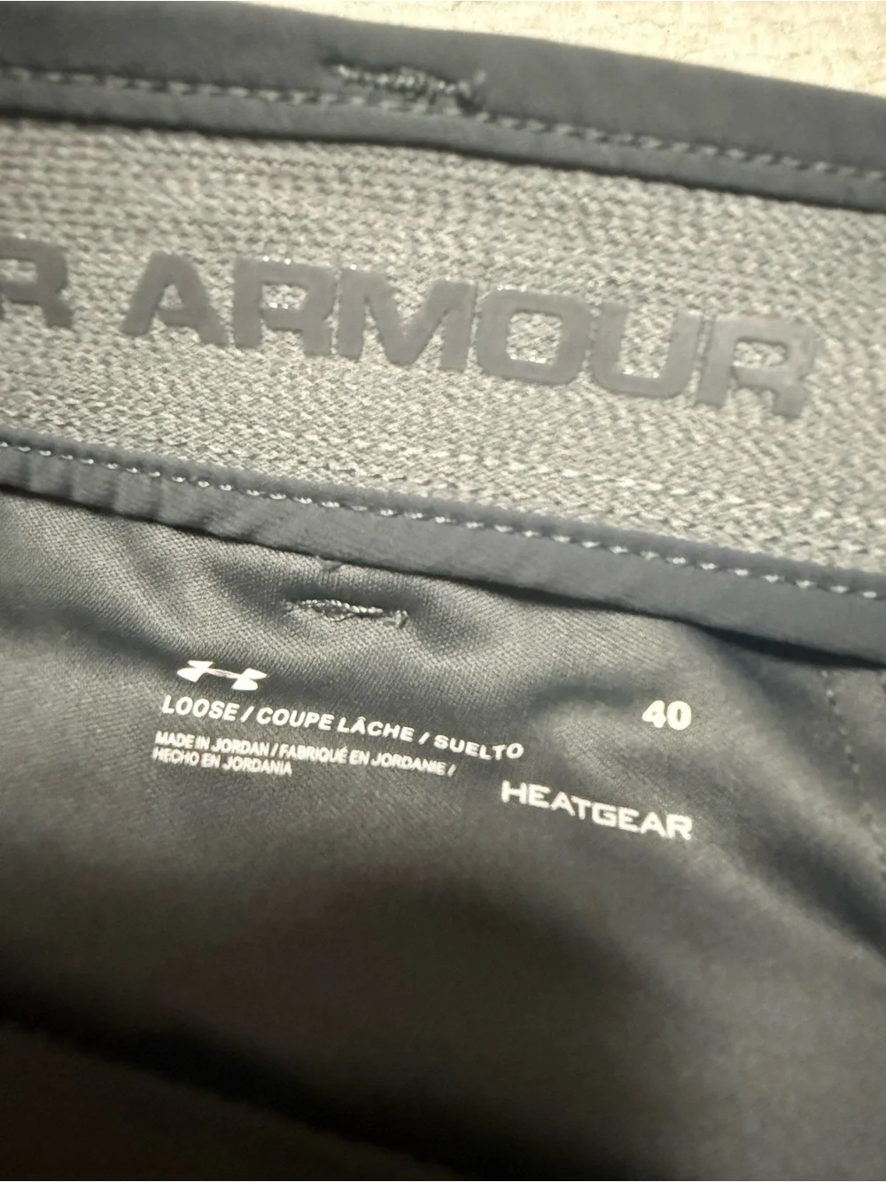 Under Armour HeatGear grey shorts, size 40